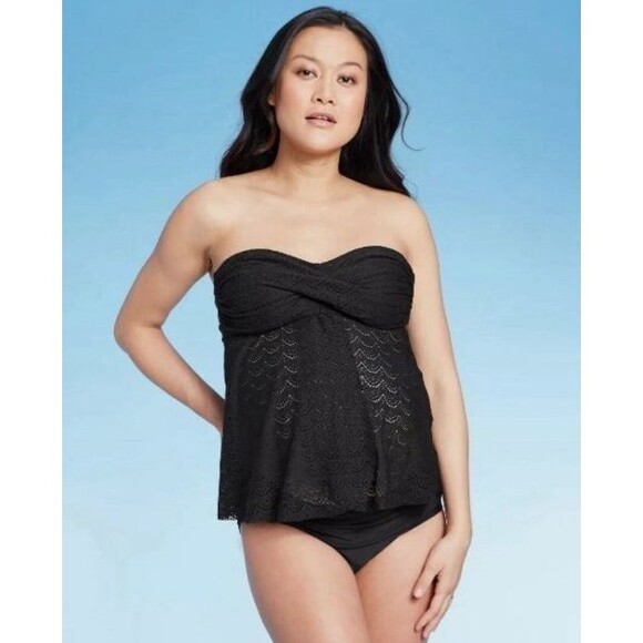 NEW Maternity Swim Top LG Strap/Strapless Tankini Crochet Boho Vacation Travel - Picture 1 of 6